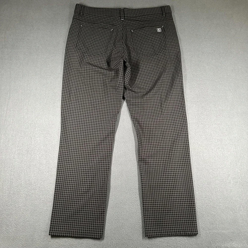 FootJoy Athletic Fit‎ Pants Mens 35x30 Gray Check Golf Stretch Casual Khakis